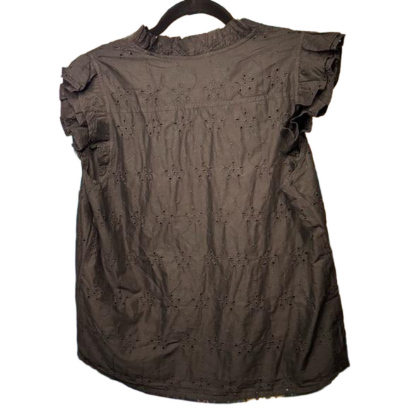 J. Crew Factory Sleeveless Ruffle Eyelet Top - Black, Size Medium (NWT) - Picture 5 of 5